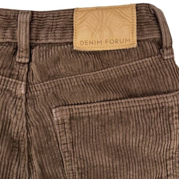 DENIM FORUM Aritzia The Arlo High Rise Straight 28L Brown Corduroy Pant Sz 23 - Picture 7 of 7